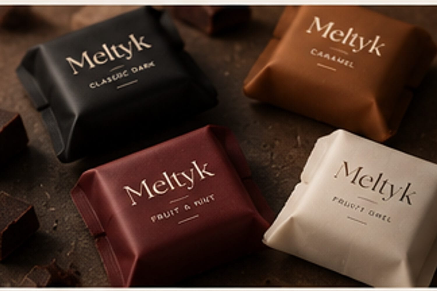 The four Meltyk wrappers laid side by side